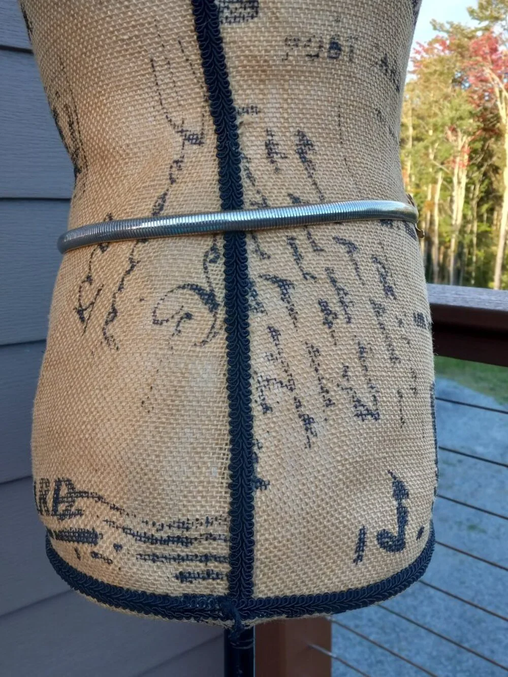 Vintage Goldtone and Silvertone Metal Leaf Stretch Snake Chain Belt